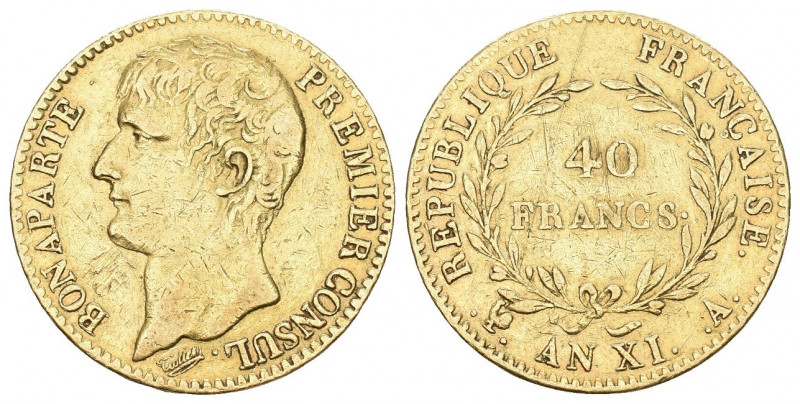 FRANKREICH. Königreich und Republik. Consulat, 1799-1804. 40 Francs AN XI (1802/...