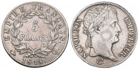 Frankreich 1814 5 Francs Silber MZZ: Q KM 694,12 vorzüglich