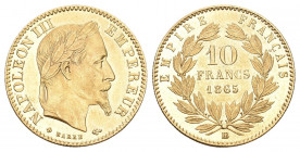 Frankreich 1865 BB 10 Francs Gold selten 3,22g fast STGL