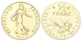 Frankreich 1977 1/2 Francs Gold Probe Dickabschlag 18,4g sehr selten nur 32 Exemplare geprägt FDC