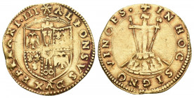 ITALIEN FERRARA Alfonso I. d' Este, 1505-1534. Scudo d'oro del sole o. J. 3,33 g. Fb. 269, Varesi 269. vorzüglich