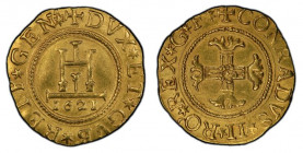ITALIEN-GENOVA,REPUBBLICA
Dogi Biennali. 1528-1797, 2 Doppie 1621 (Mmz. Georgius de Franchis). + DVX * ET GVB' * REIP' * GEN' * Kastell über Jahrzahl...