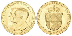 LIECHTENSTEIN. Franz Josef II. 1938-1989. 50 Franken 1956. 11.30 g. Divo 135. HMZ 2-1386a. Fr. 20. Vorzüglich-FDC / Extremely fine-uncirculated.