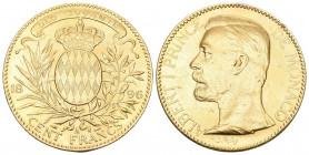 MONACO Albert, 1889-1922 100 Francs 1896. 32,27 g. Gad. 124. Fr. 13. bis unzirkuliert