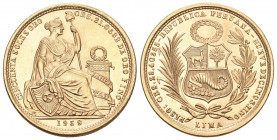 Peru 1959 50 Soles Gold 23,6g selten FDC
