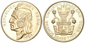 PERU
Republic. 50 Soles 1967. Inka. 33,43 g. Fr. 77. Uncirculated.