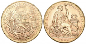 Peru 1966 100 Soles Gold 46,9g selten FDC