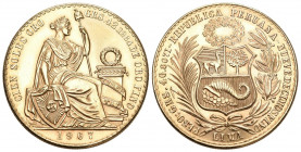Peru 1967 100 Soles Gold 46,9g selten berieben fast FDC