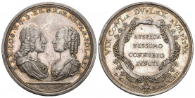 POLEN KÖNIGREICH August III. von Sachsen, 1733-1763. Silbermedaille 1747 (Chronogramm). Auf die Vermählung der polnischen Prinzessin Maria Anna von Sa...