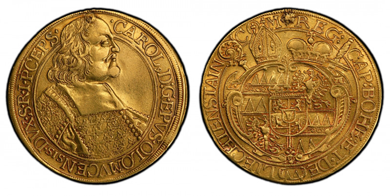 Olmütz Carl II. von Liechtenstein 1664 - 1695 5 Dukaten 1678 Kremsier. Friedb. 7...