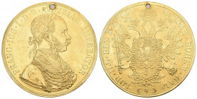 Österreich 1914 4 Dukat Gold 13,9g selten mit Loch vorzüglich