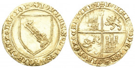 SPANIEN. Königreich. Juan II. 1406-1454. Dobla de la banda o. J. (1430-1454), Sevilla. 4.56 g. AB 617.1. Fr. 112. Leicht gewellt vorzüglich