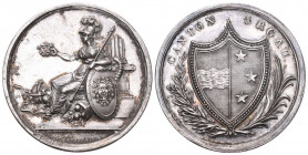 Schweiz Aargau, Kanton Silbermedaille o. J. (1807), für Verdienste. Stempel von C. Fueter und A. Schenk. Wappen / Sitzende Minerva mit Helm, Lanze und...