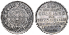 Schwyz 1891 600 Jahre Eidgenossenschaft Bronce Medaille versilbert Henkelspur vorzüglich