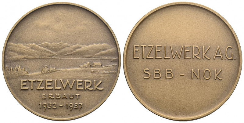 Schwyz 1937 Etzelwerk Bronce Medaille 40mm FDC