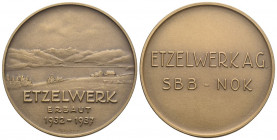 Schwyz 1937 Etzelwerk Bronce Medaille 40mm FDC