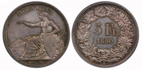 Eidgenossenschaft. 5 Franken 1850 A, Paris. Divo 1. HMZ 2-1197a. Prachtvolle Erhaltung / Magnificent condition. MS 61