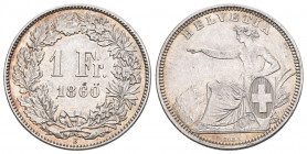 Schweiz 1860 1 Franken Silber 5g seltene Qualität vorzüglich