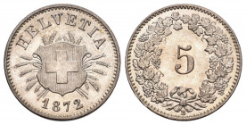 Schweiz 1872 5 Rappen Billon Prachtexemplar FDC