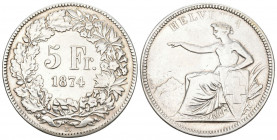 Schweiz 18474 B. 5 Franken Silber 25g sehr schön