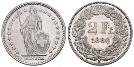 Schweiz 1886 2 Franken Silber 10g Seltene Qualität bis unzirkuliert