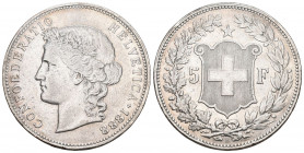 Eidgenossenschaft. 5 Franken 1888 B, Bern. 25.02 g. Divo 108. HMZ 2-1198a. sehr schön bis vorzüglich
