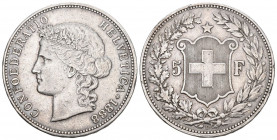 Eidgenossenschaft. 5 Franken 1888 B, Bern. 25.02 g. Divo 108. HMZ 2-1198a. Vorzüglich / Extremely fine.