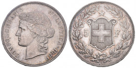 Schweiz 1889 5 Franken Silber 25g seltene Qualität bis unzirkuliert