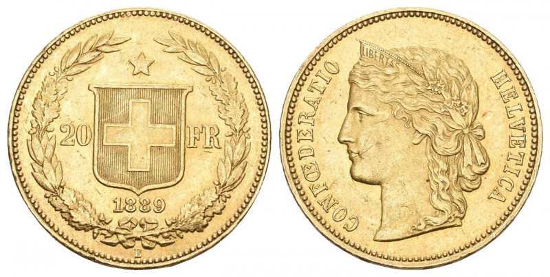 Schweiz Helvetia 1889 Abart DOMINUS***über Kopf selten 6,45g vorzüglich +