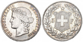 Eidgenossenschaft. 5 Franken 1895 B, Bern. Divo 144. HMZ 2-1198g. Seltener Jahrgang sehr schön bis vorzüglich