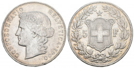 Eidgenossenschaft. 5 Franken 1900 B, Bern. Divo 181. HMZ 2-1198i. Selten / Rare. Vorzüglich