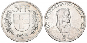 Eidgenossenschaft. 5 Franken 1924 B, Bern. Divo 355. HMZ 2-1199d vorzüglich