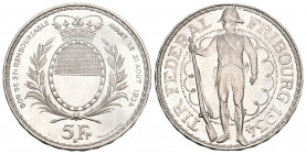 Fribourg 1934 5 Franken Silber Schützentaler 15g KM XS FDC