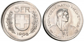 Schweiz 1968 5 Franken CU-NI Abart dezentriert geprägt KM 40 a FDC