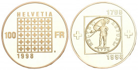 Schweiz 1998 100 Franken Gold in Originalbox mit Zertifikat Proof