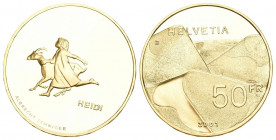 Schweiz 2001 50 Franken Gold in Originalbox mit Zertifikat Proof