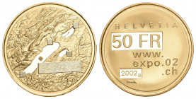 Schweiz 2002 50 Franken Gold in Originalbox mit Zertifikat Proof