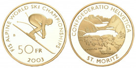 Schweiz 2003 50 Franken Gold in Originalbox mit Zertifikat Proof