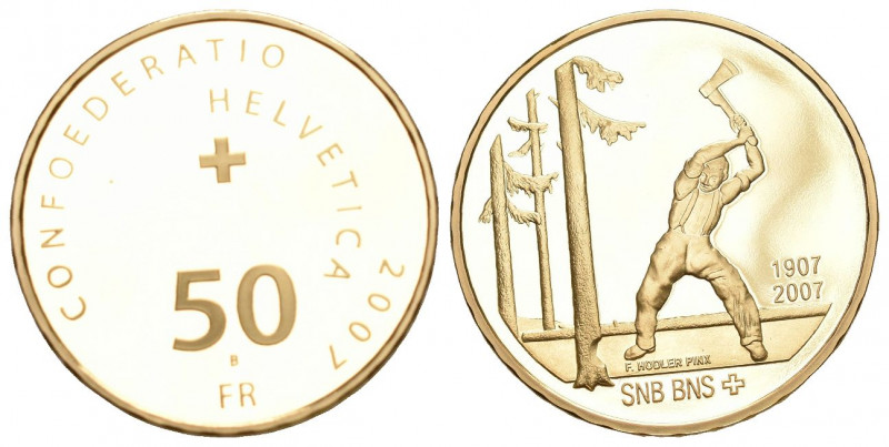 Schweiz 2007 50 Franken Gold in Originalbox mit Zertifikat Proof