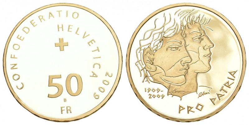 Schweiz 2009 50 Franken Gold in Originalbox mit Zertifikat Proof