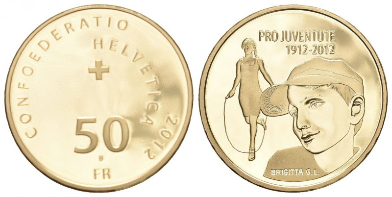 Schweiz 2012 50 Franken Gold in Originalbox mit Zertifikat Proof