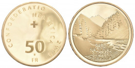 Schweiz 2014 50 Franken Gold in Originalbox mit Zertifikat Proof