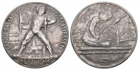 Bern 1914 Landesaustellungsschiessen Silber 27mm Ri: 276a vorzüglich +