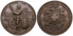Genf 1887 Tir Federal Kupfer Medaille 45mm Ri. 628d unzirkuliert