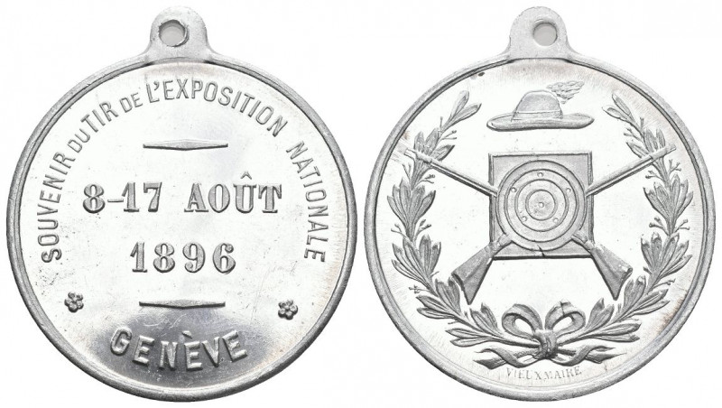 Genf 1896 Schützenmedaille Alu 33mm Ri: 695c FDC