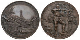 Genf 1896 Tir Expo Kupfer Medaille Ri: 690b unz