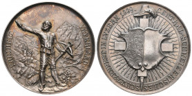 Luzern 1889 Schützenmedaille Silber 38,8g selten fast FDC