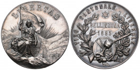 Tessin 1895 Tir Cantonal Silber Medaille 53,9g selten FDC