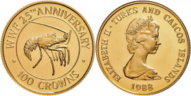 Turks 1988 100 Crown Gold Proof 69 ULTRA CAMEO