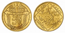 TSCHECHIEN. TSCHECHOSLOWAKEI. Republik
2 Dukaten 1928, Kremnitz. 10. Jahrestag der Republik. 6,88 g Feingold. Fb. 7, Schl. 55. fast FDC PCGS MS 65